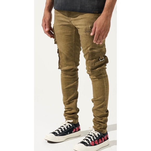 Serenede Other - Serenede Cargo Jeans Tigers Eye Skinny Multi Pocket Utility Tactical Men's 34